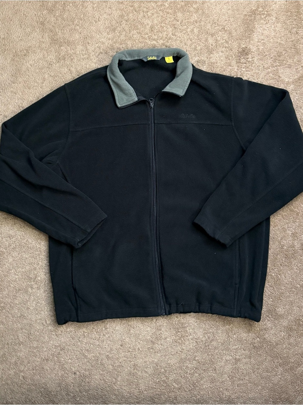 Cabela's Jacket Mens XL Black Fleece Full Zip Sweatshirt Hiking Hike